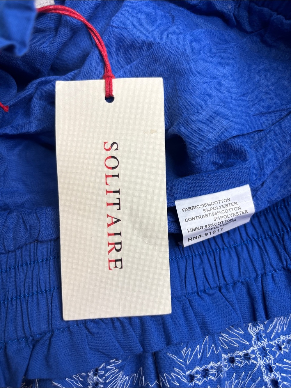 Blue Patterned Eyelet Pants - Picture 6 of 6
